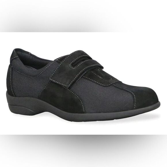 Munro Joliet black fabric/suede strap sneakers. Shock absorbing heel. Size 9 N.